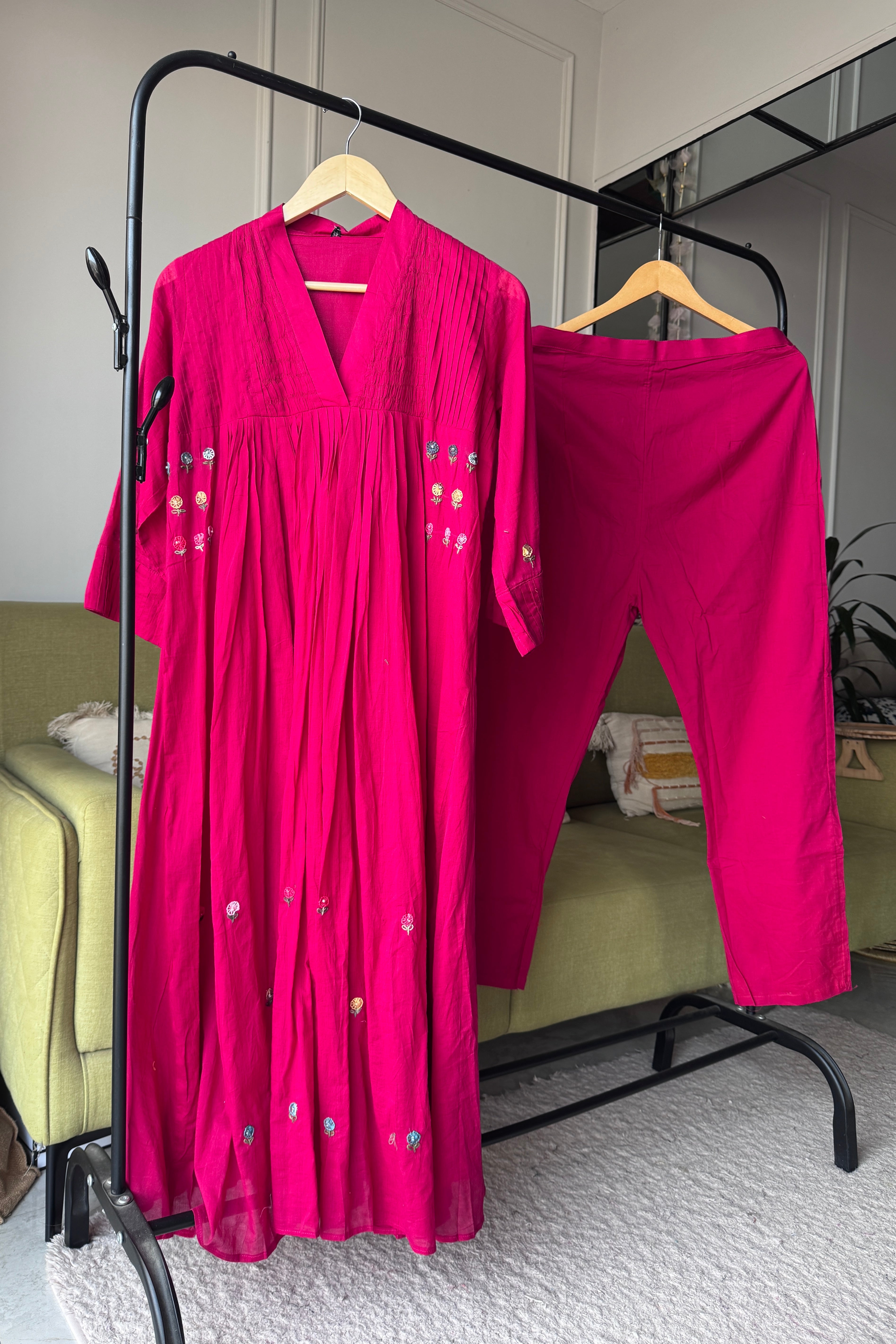 Tani Embroided Dress- Pink