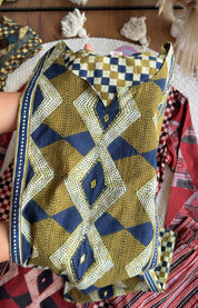 Heer Chequered Cotton Dress-Mehndi Green