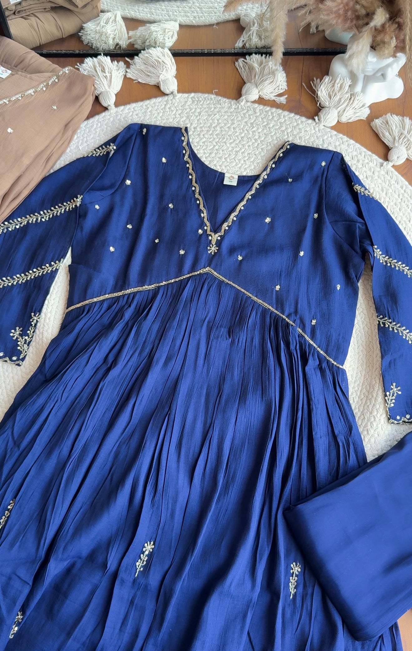Sunidhi Alia Neck Dress-Midnight Noor