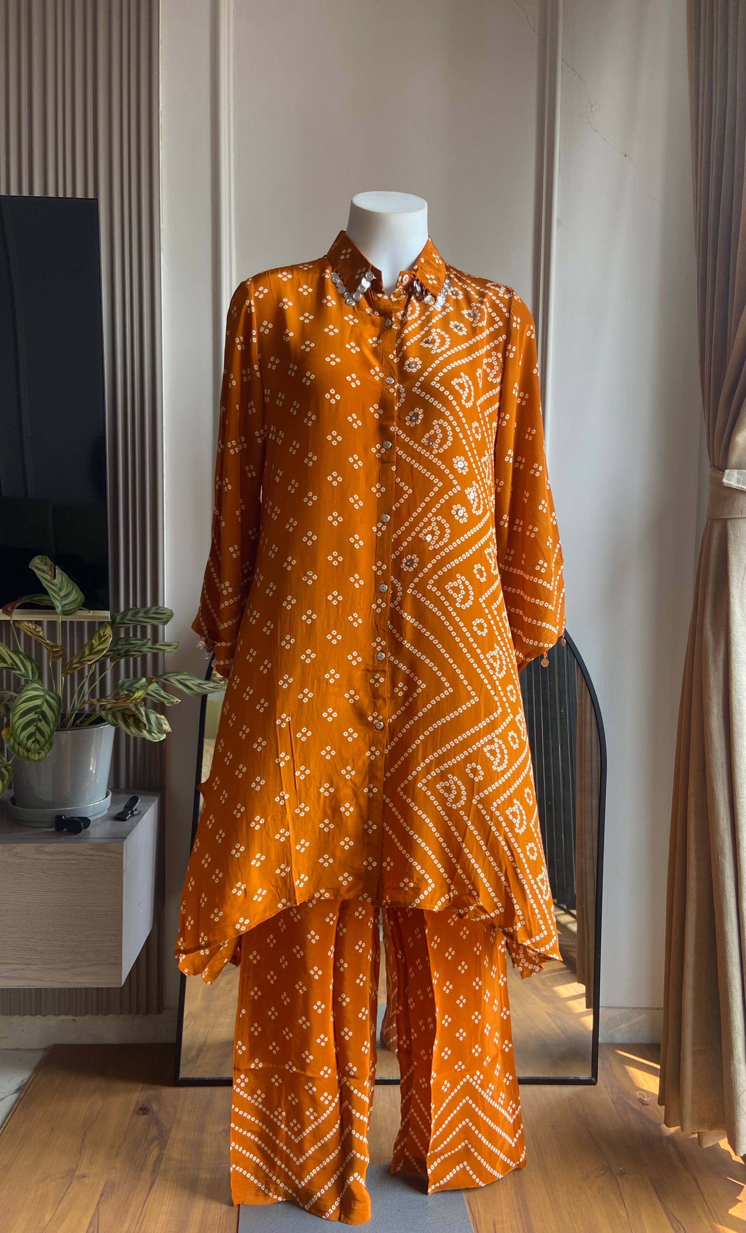 Pooja bandhani coord set- Orange