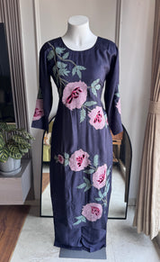 Hema Embroided  Cut Work Dress- Dark Purple