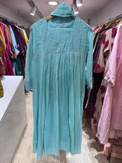 Kareena Scalloped Neck Anarkali Dress-sky blue
