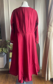 Kainat Muslin Mirror Work Dress- Maroon