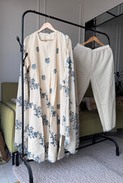 Sirsha Floral Print Cotton Dress-White