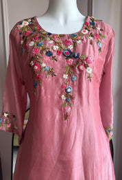 Devika Embroided Dress- Pink (Make to Order)