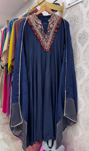 Suhana Mul Chanderi Anarkali - Dark Blue