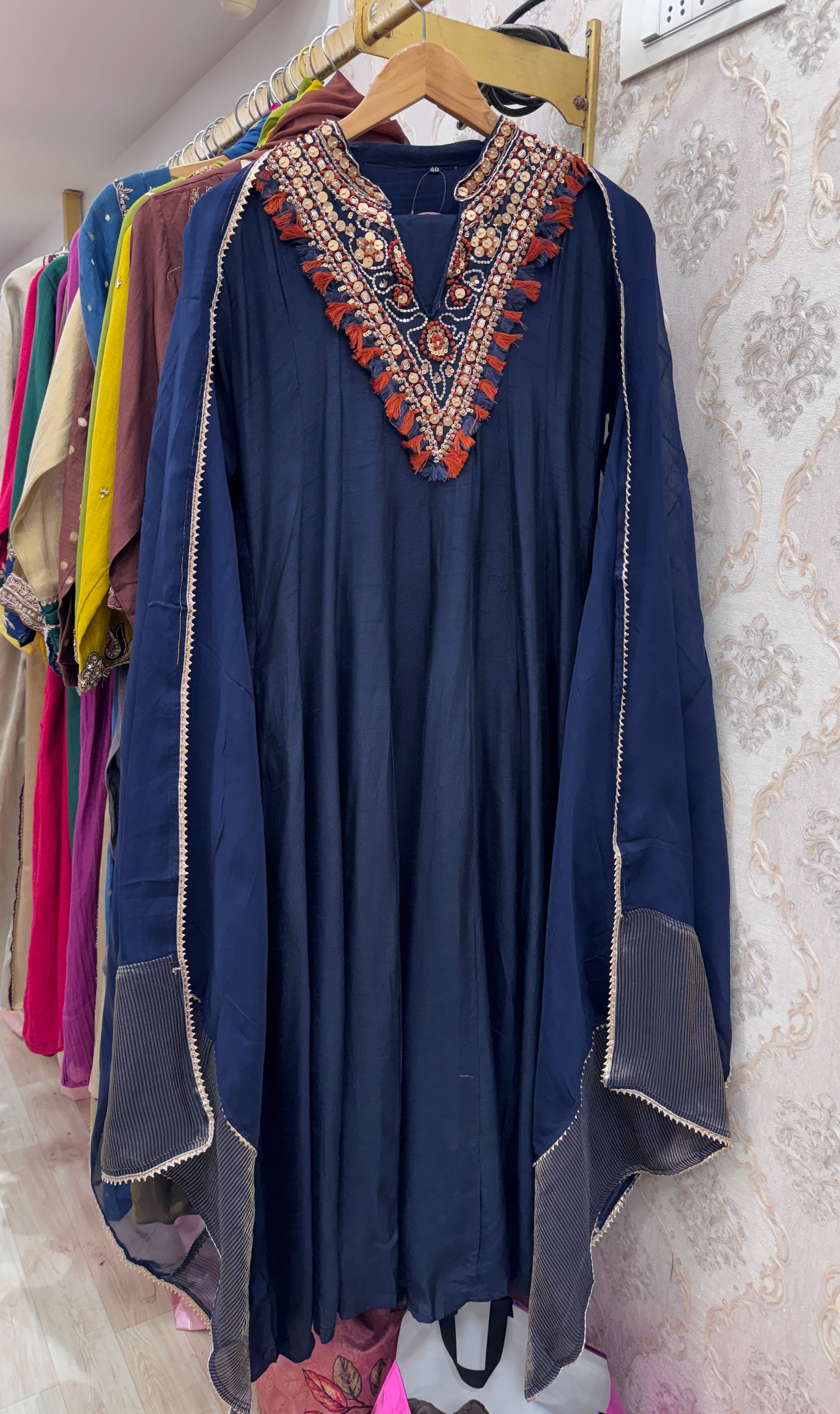 Suhana Mul Chanderi Anarkali - Dark Blue