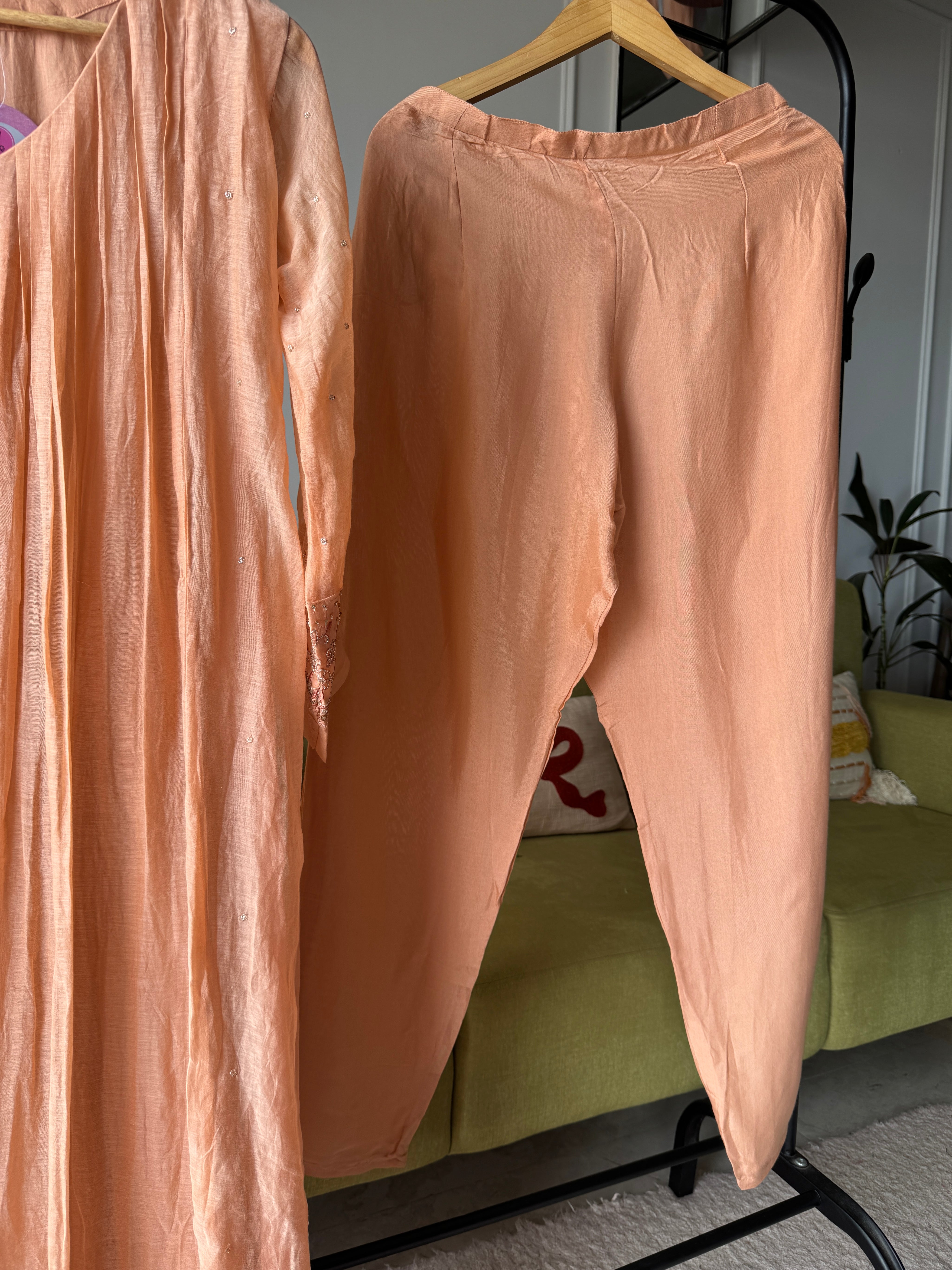 Priyanka Mul Chanderi Pleated Handwork Dress