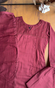 Mul cotton Dress- Maroon
