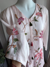 Sandhya Embroided Short Kurta With Farshi Pant Coord Set- Baby Pink (Make to Order)
