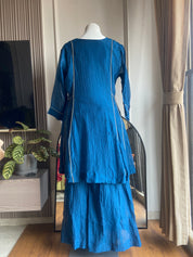 Heer pure mul Chanderi plazo dress-Royal blue