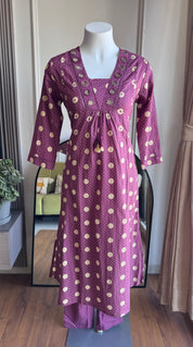 Pavithra Polka Dot Cotton Dress-Purple