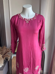 Esha Handwork Short Kurta Sharara Dress-Pink (Make to Order)