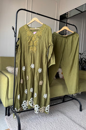 Mehek Aline  Mul Chanderi Dress- Mehndi Green