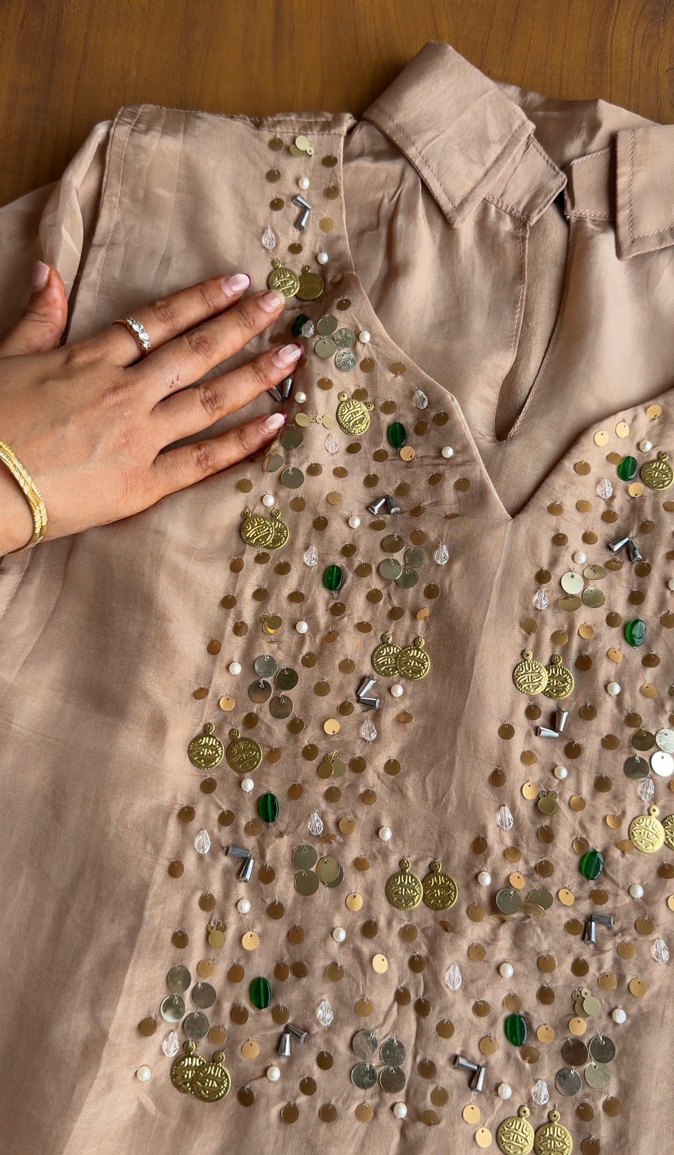 Vani Silk Coord Set- Peach