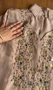 Vani Silk Coord Set- Peach
