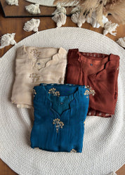 Dhun Short Kurta With Tissue Plazzo And Dupatta Dress-Brown