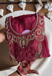 Shama Hand  Zardoshi Aline Dress- Maroon