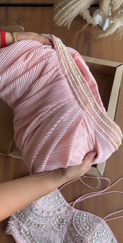 Nayra Handwork Padded Blouse With Skirt And Handwork Cape- Baby Pink