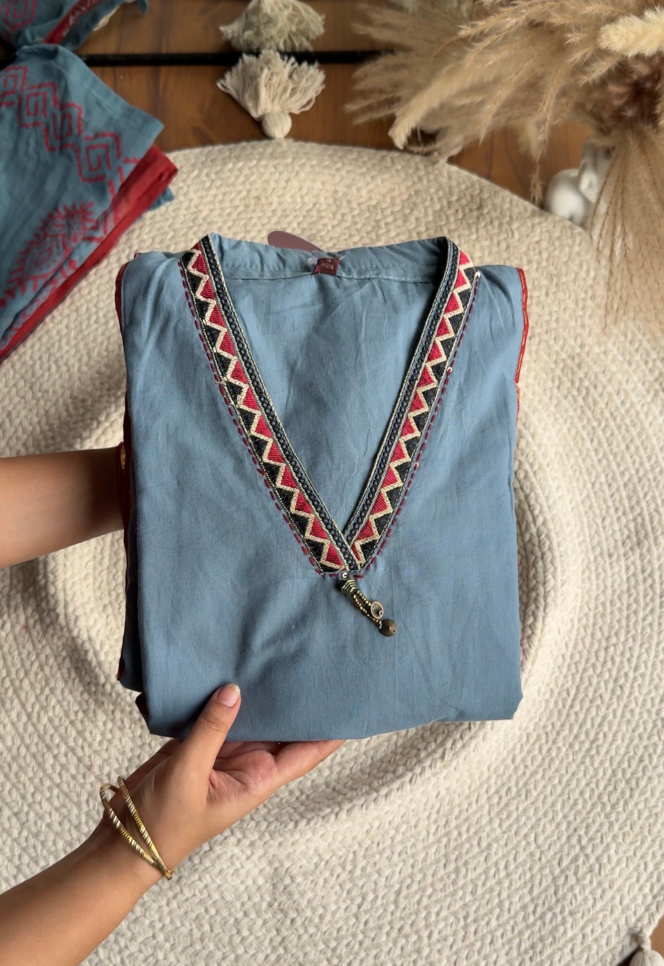 Genelia patchwork pocket dress