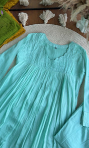 Kareena Scalloped Neck Anarkali Dress-sky blue