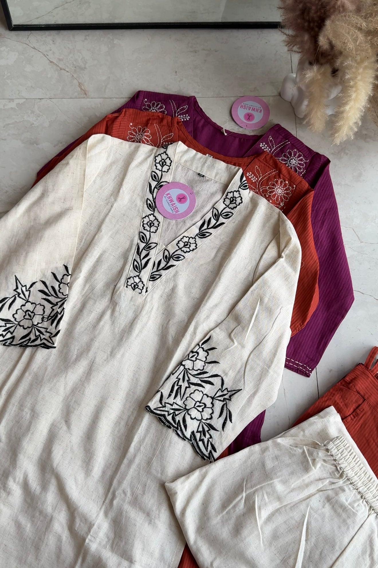 Black embroidered Kurti pants