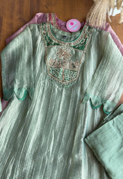 Jasmine Crush Tissue Anarkali Dress- Powder Green