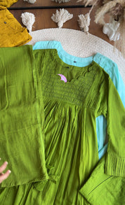 Kareena Scalloped Neck Anarkali Dress- Green (Pre Order 12 Days)