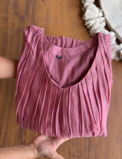 Sanjana Pleated Mul Chanderi Handwork - Dusty Pink