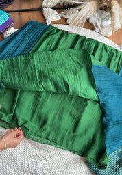 Rutvi Contrast Tissue And Mul Chanderi Dress - Green (Pre Order 15 days)