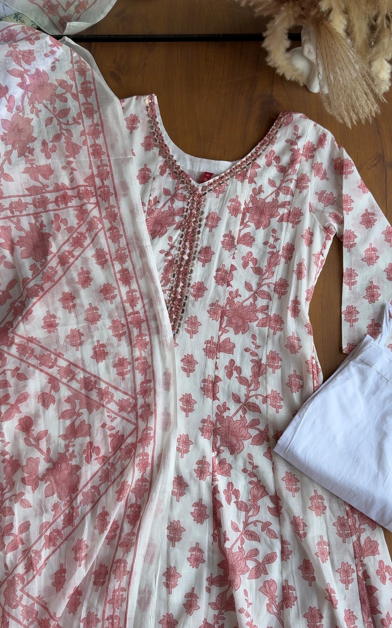 Jannat Floral Anarkali Dress- Peach