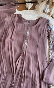 Rida Sequin Shell Work Anarkali  Dress- Coffee Brown