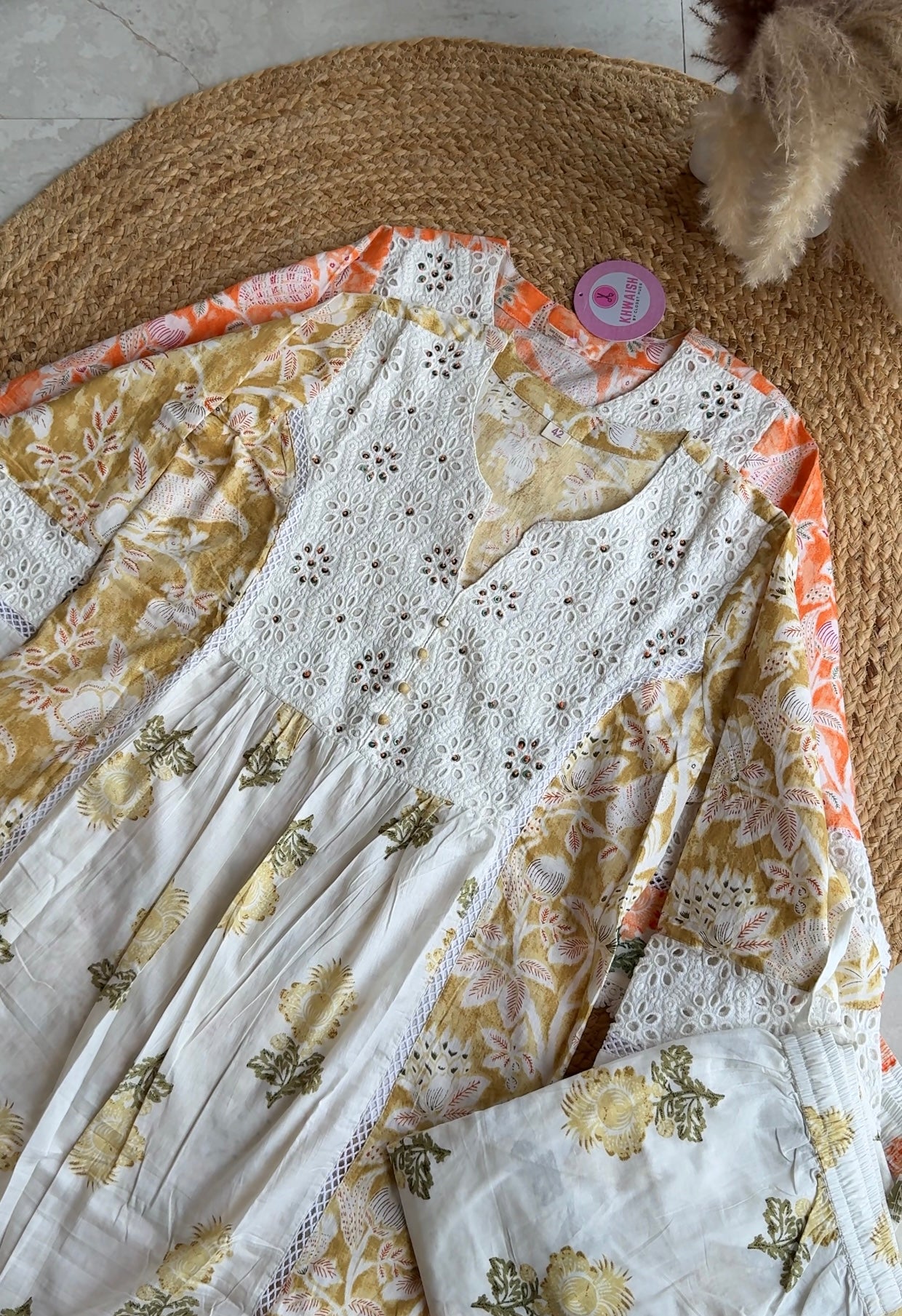 Disha shifli side cut Kurti with palazzo and dupatta