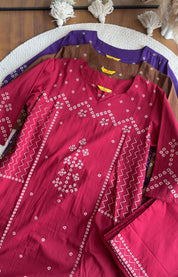 Raha Bandhej Straight Cut- Red