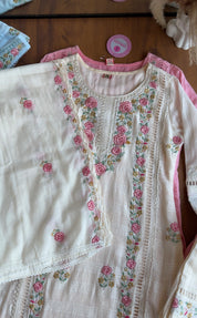 Hrishika Embroidered Rose  Dress- White