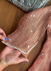 Tara Short Kurta Handwork Dress- Peach (Make to Order)