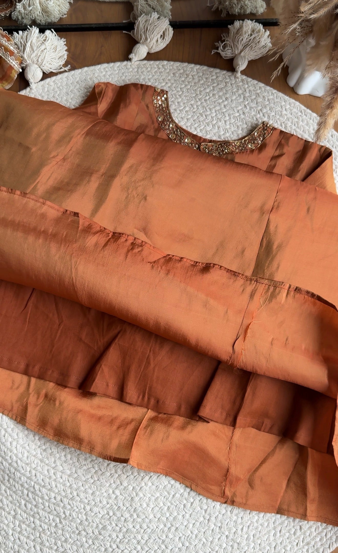 Kinjal Heavy Hand Zardosi Dress- Orange