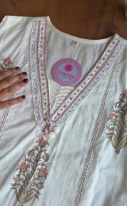Mahi block print crochet lace dress- Pink