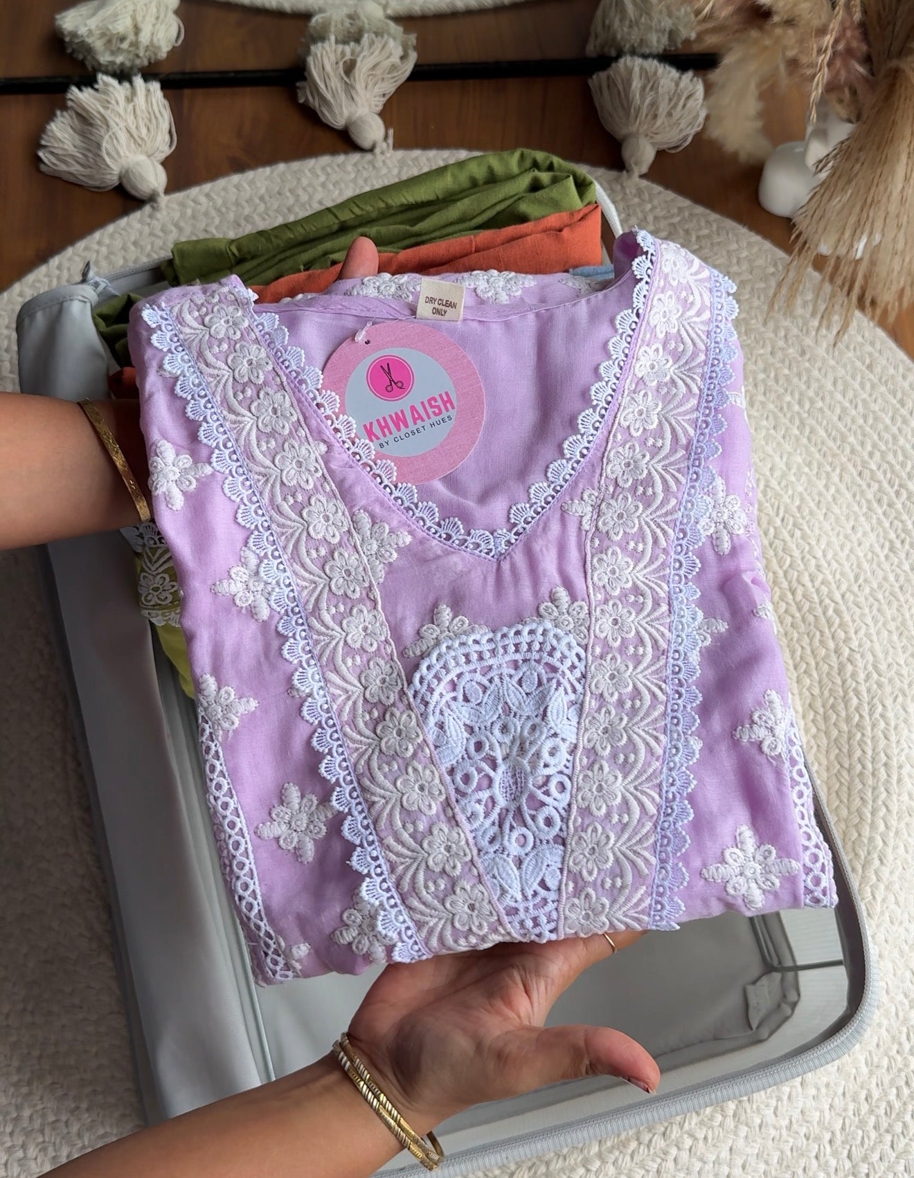 Embroided Coord set - Lavender