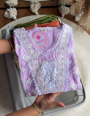 Embroided Coord set - Lavender