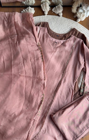 Kahani Sequin Work Mul Chanderi Dress- Dusty Pink