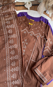 Raha Bandhej Straight Cut- Brown