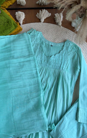 Kareena Scalloped Neck Anarkali Dress-sky blue