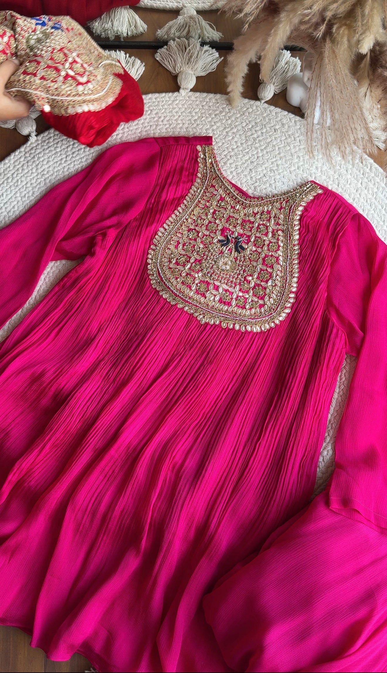 Shweta Handwork Coord Set- Pink (Make to Order)