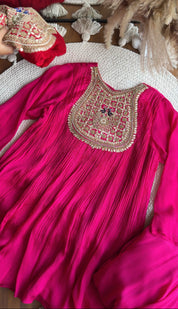 Shweta Handwork Coord Set- Pink (Make to Order)