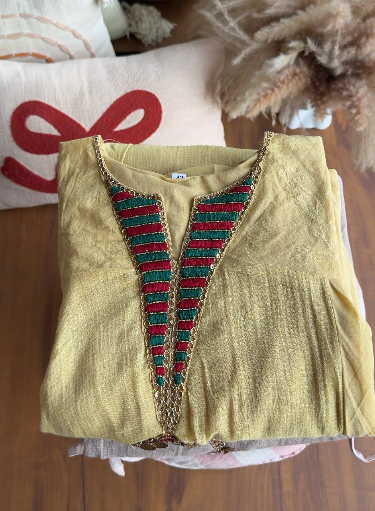 Noor patchwork mul cotton dress- Yellow