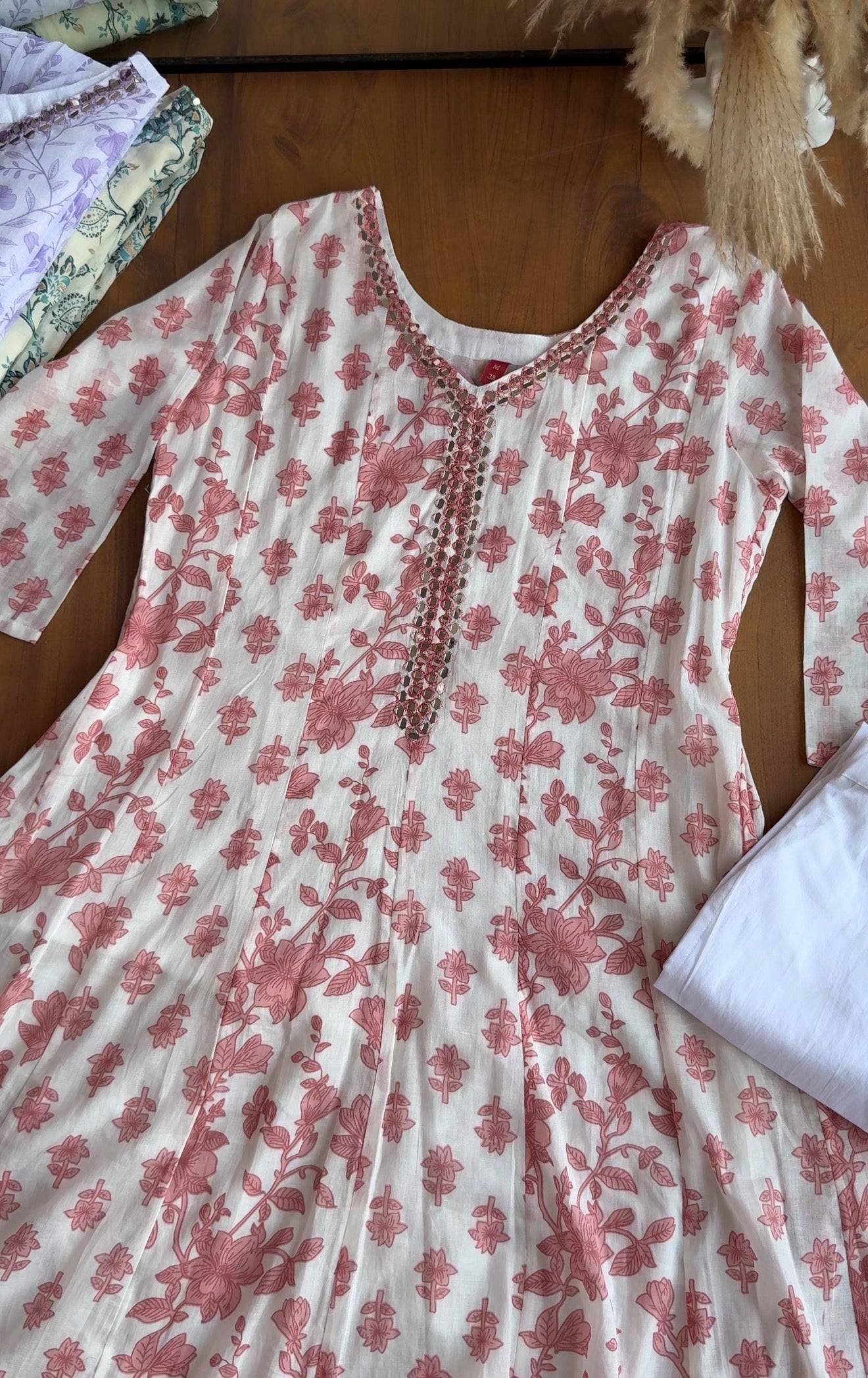 Jannat Floral Anarkali Dress- Peach