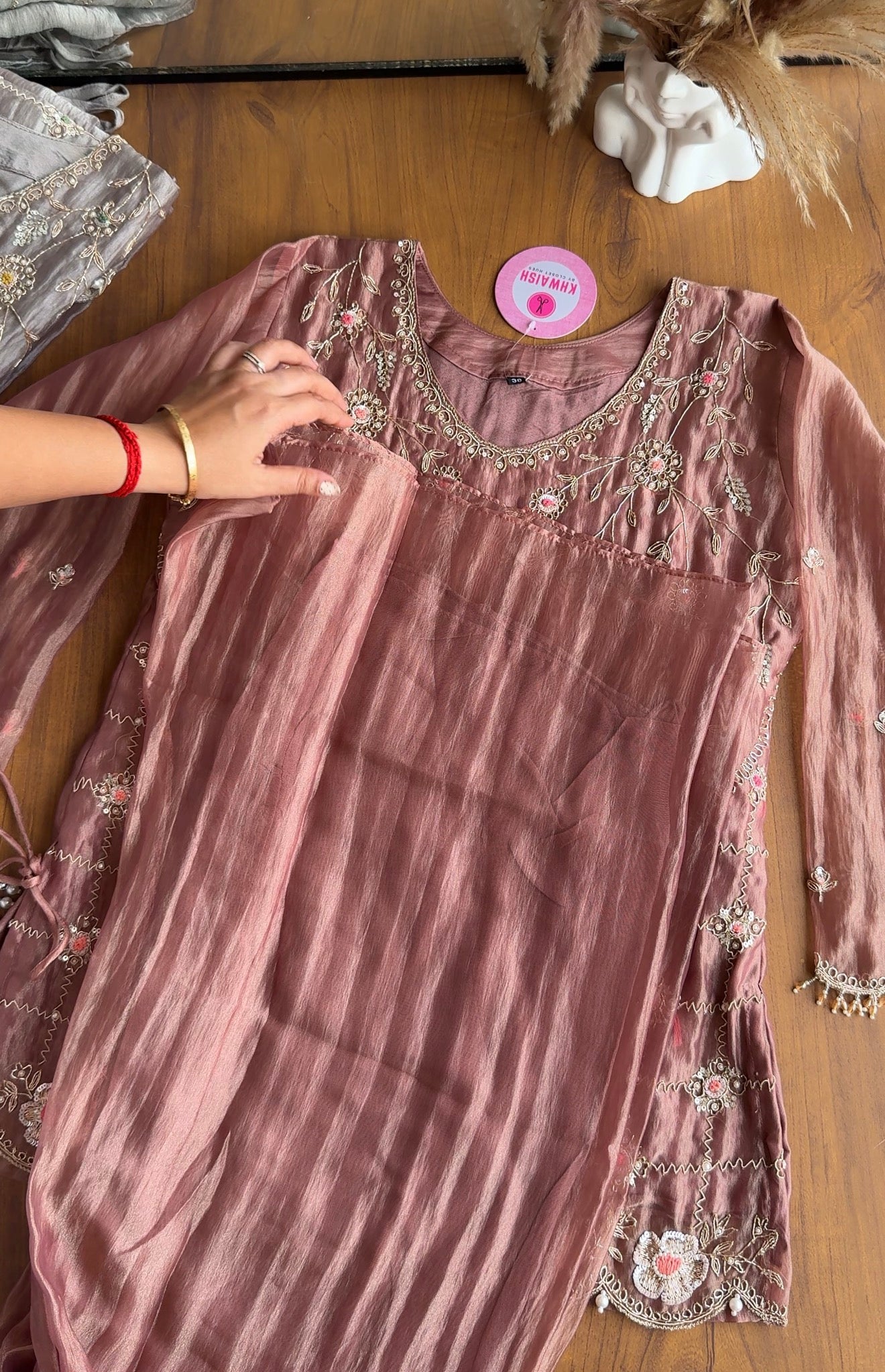 Vidhi Short Kurta And Palazzo Dress- Peach 🍑