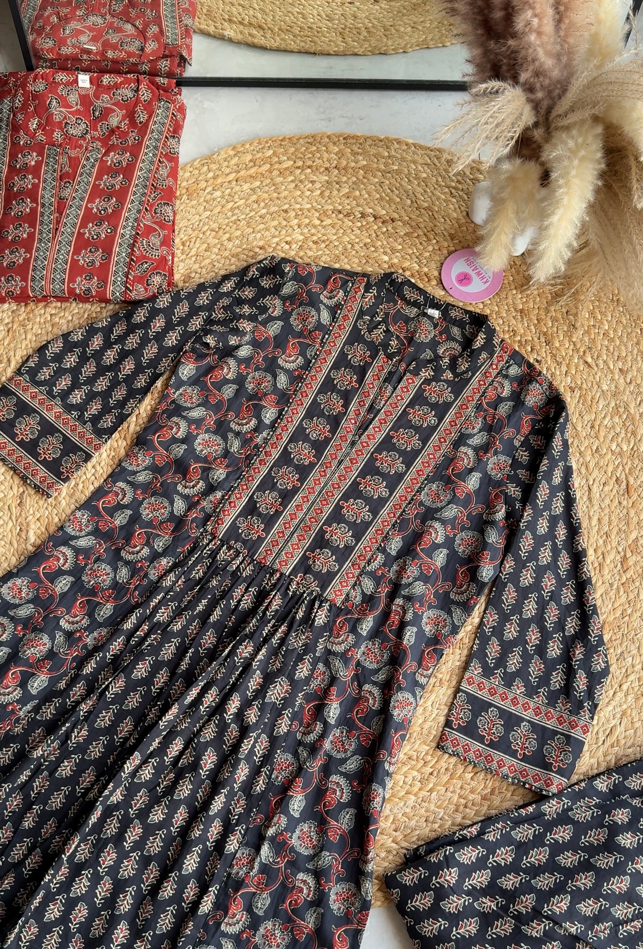 Paro Jaipuri print side cut dress
