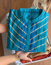 Diya Handwork Mul Chanderi Dress- Blue